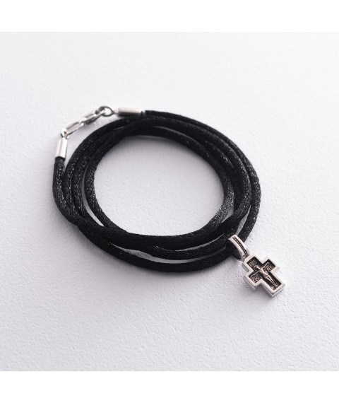 Black silk cord with white gold clasp (2mm) count00849 Onyx 50