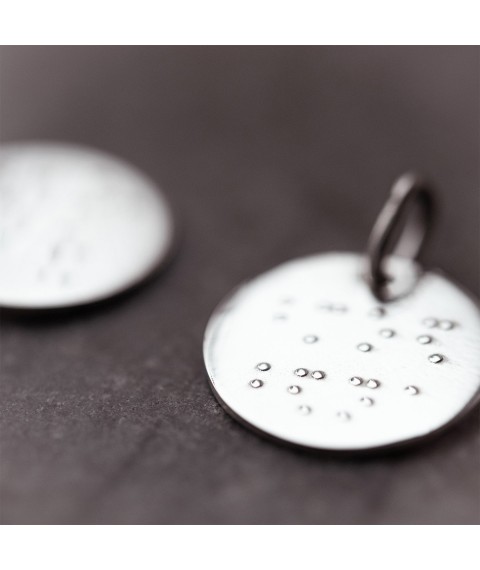 Срібний кулон з індивідуальним гравіюванням шрифтом Брайля (17 мм) 132722br Онікс