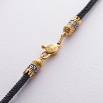 Шелковый шнурок "Спаси и сохрани" с серебряной позолоченной застежкой (4мм) 18416 Онікс  65