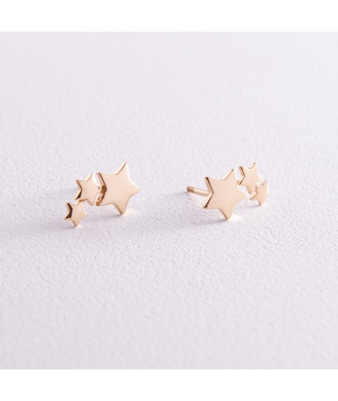 Earrings - studs "Stars" in yellow gold s08032 Onyx