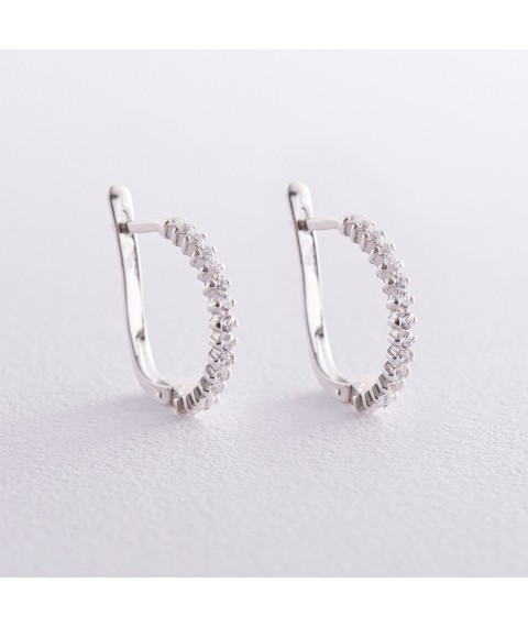 Silver earrings (cubic zirconia) 12976 Onyx