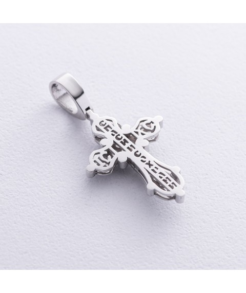 Silver cross "Crucifixion. Save and Preserve" (enamel, cubic zirconium) 1022 Onyx