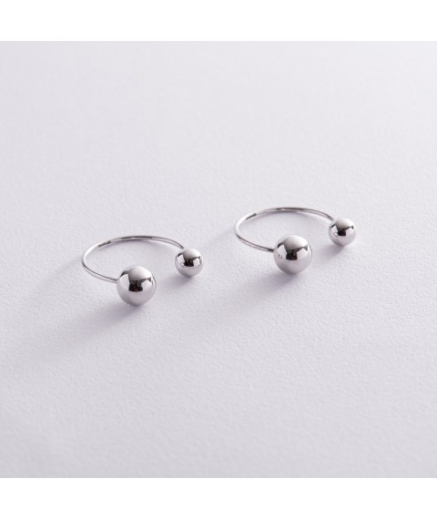 Earrings "Helga" with balls (white gold) s08235 Onyx