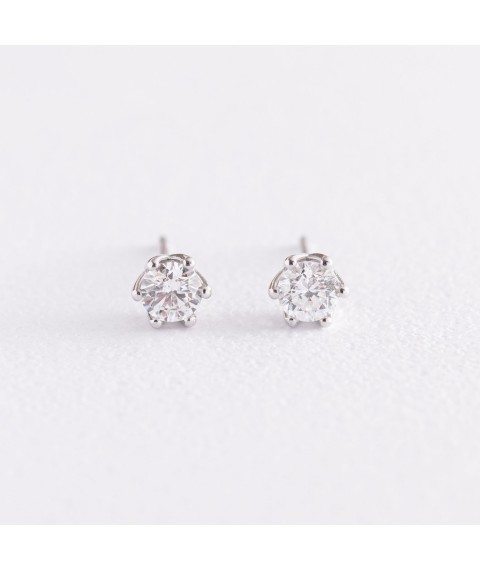 Gold earrings - studs with diamonds sb0347y Onyx