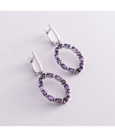 Silver earrings with amethysts 2378/1р-AMET Onix