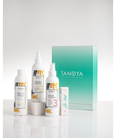 "Paraffin therapy" gift set in "Mimosa" aroma 3x200 ml + lip tint 10 ml