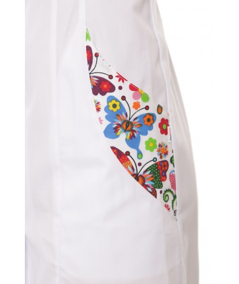 Medizinisches Kleid Ibiza Weißdruck / Schmetterling