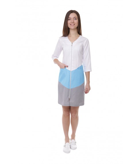 Medical gown Prague White-blue-light/gray