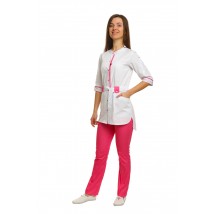 Медицинский костюм Дели Белый-розовый