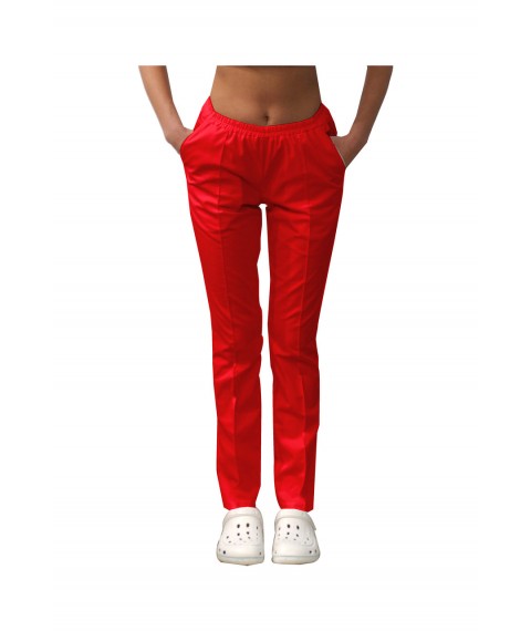 Медицинские штаны с карманами женские Красный