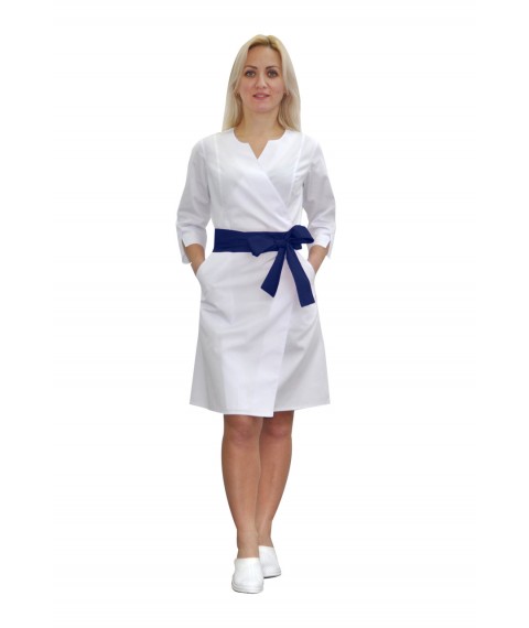 Medizinisches Kleid Verona Weiß-Dunkel / Blau