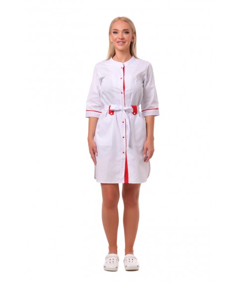 Medizinisches Kleid Delhi Weiß-Rot