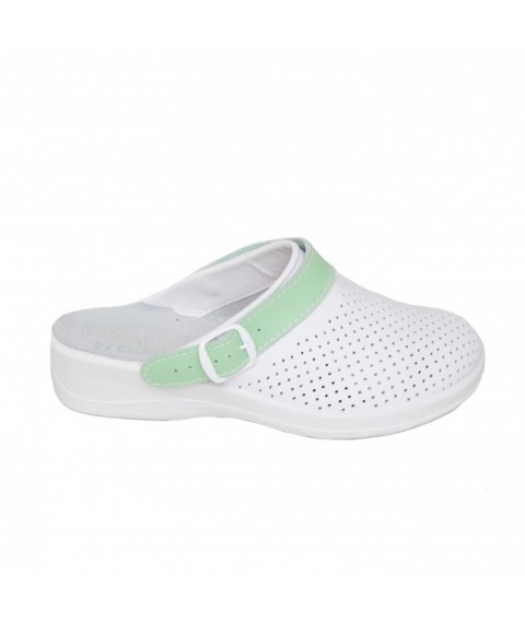Medical shoes Clogs Lera White/belt-green