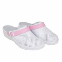 Medical shoes Clogs Lera White / belt-pink
