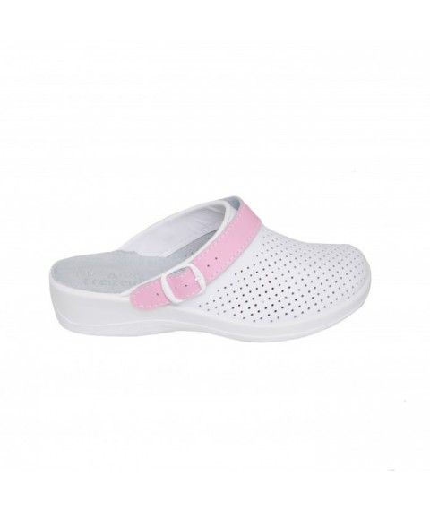 Medical shoes Clogs Lera White/belt-pink