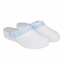 Medizinische Schuhe Clogs Lera Weiß / Gürtel blau