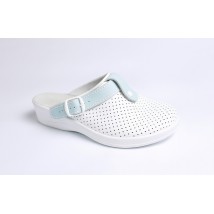 Medical shoes Lera clogs with tongue White/blue strap