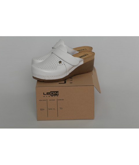 Medical women's slippers Clog Leon 1001 White