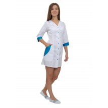 Medizinisches Kleid Ibiza Weiß-Blau