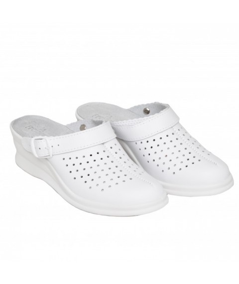 Medical shoes Clogs Lena/belt White/strap/seam