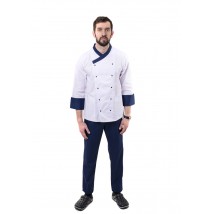Chef's suit Brussels White-dark/blue