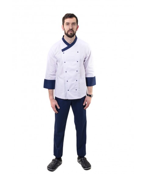 Chef's suit Brussels White-dark/blue