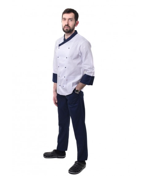 Chef's suit Brussels White-dark/blue