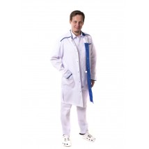 Oslo Medical Gown Weiß-Blau / Elektrisch
