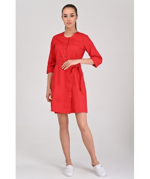 Women's medical gown California Red/Dark gray stitching, 3/4 56