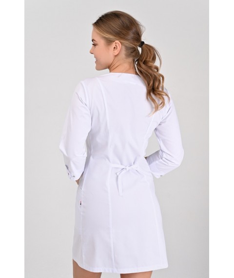 Women's medical gown Varna White/Red, 3/4