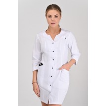 Women's medical gown Varna White/Black, 3/4