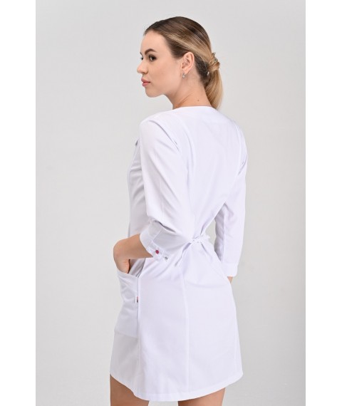 Women's medical gown Varna White/Butterfly print, 3/4