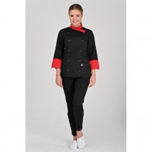 Chef's jacket Bordeaux 2, Black-red 3/4