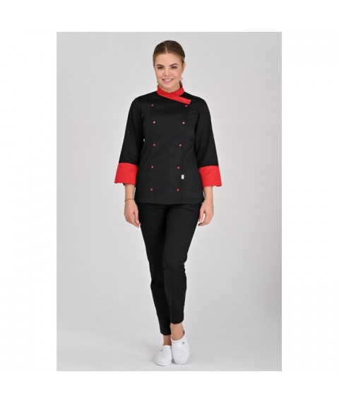 Chef's jacket Bordeaux 2, Black-red 3/4