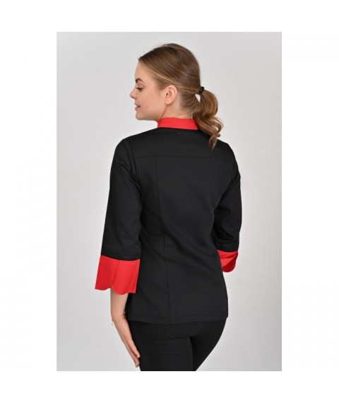 Chef's jacket Bordeaux 2, Black-red 3/4