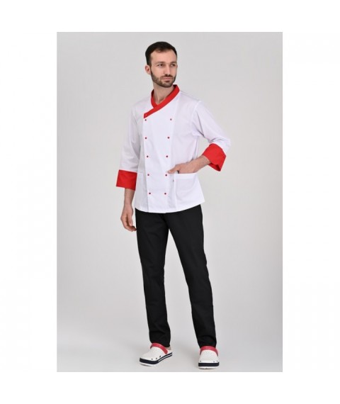 Chef's jacket Brussels, White-red 3/4
