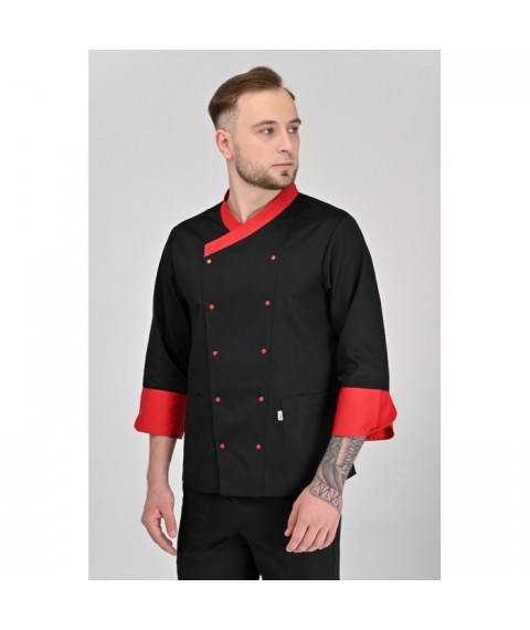 Chef's jacket Brussels, Black-red 3/4