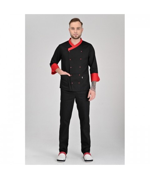 Chef's jacket Brussels, Black-red 3/4