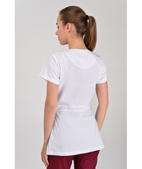 Medical jacket Alanya (button) White, Short Sleeve
