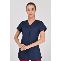 Medical jacket Alanya (button) Dark blue, Short Sleeve