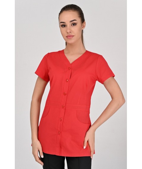 Medical jacket Alanya (button) Red, Short Sleeve