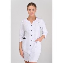 Women's medical gown Varna White-black 3/4