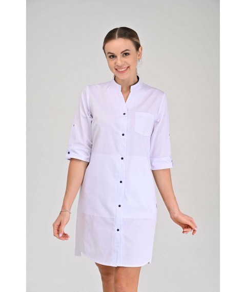 Women's medical gown Nevada White/dark blue, 3/4