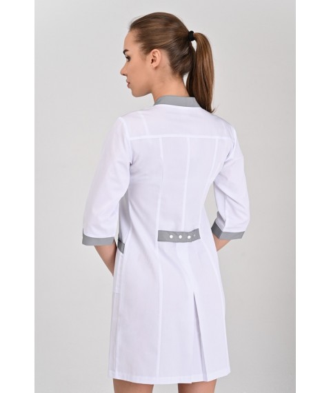 Women's medical gown Montana White/Light gray 3/4