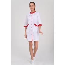Women's medical gown Montana White-red 3/4