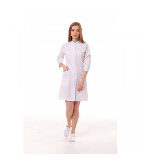 Women's medical gown Beijing White-Mint 3/4