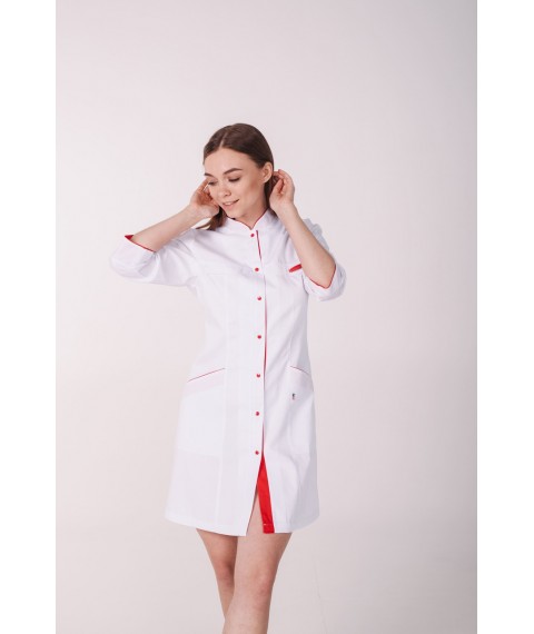 Women's medical gown Beijing White-red 3/4