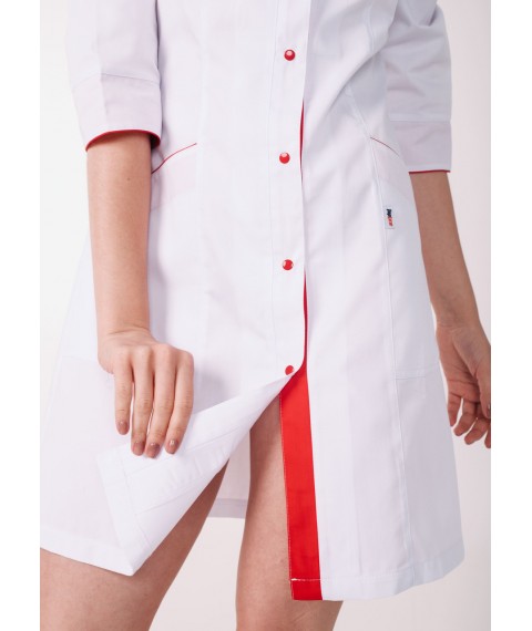 Women's medical gown Beijing White-red 3/4