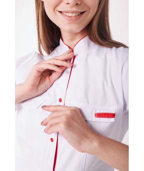 Women's medical gown Beijing White-red 3/4