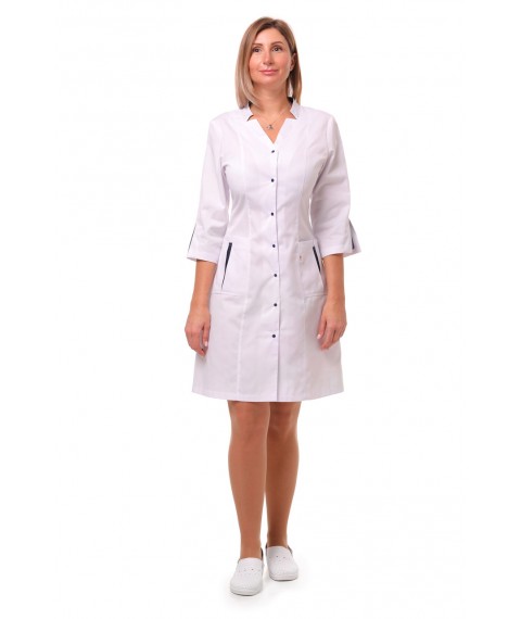 Medical gown Genoa White-dark blue 3/4